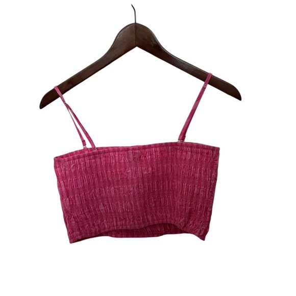 NEW A new Day Hot pink smocked crop tube top, size small - Picture 5 of 8